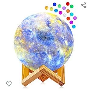 Moon Lamp, GDREAMT 3D Galaxy Night Light 16 Colors